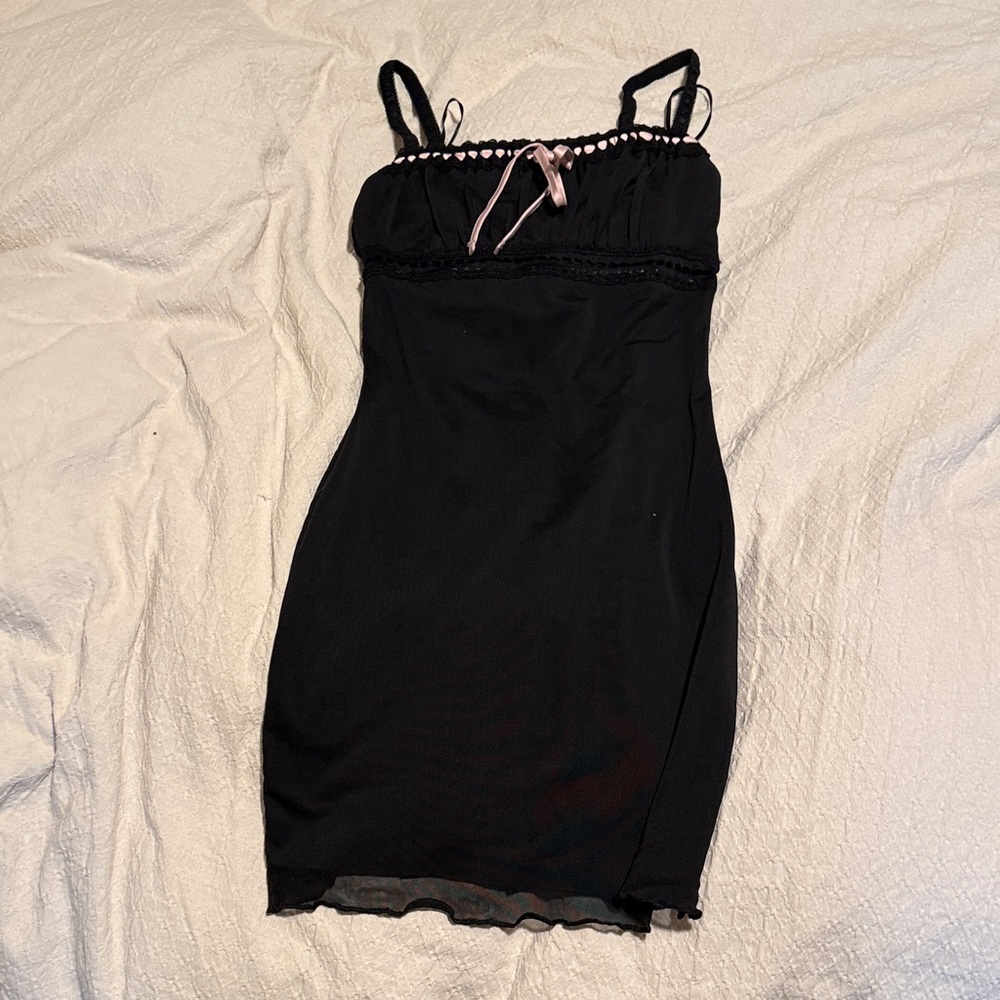 Garage Black Mini Dress with Pink Details